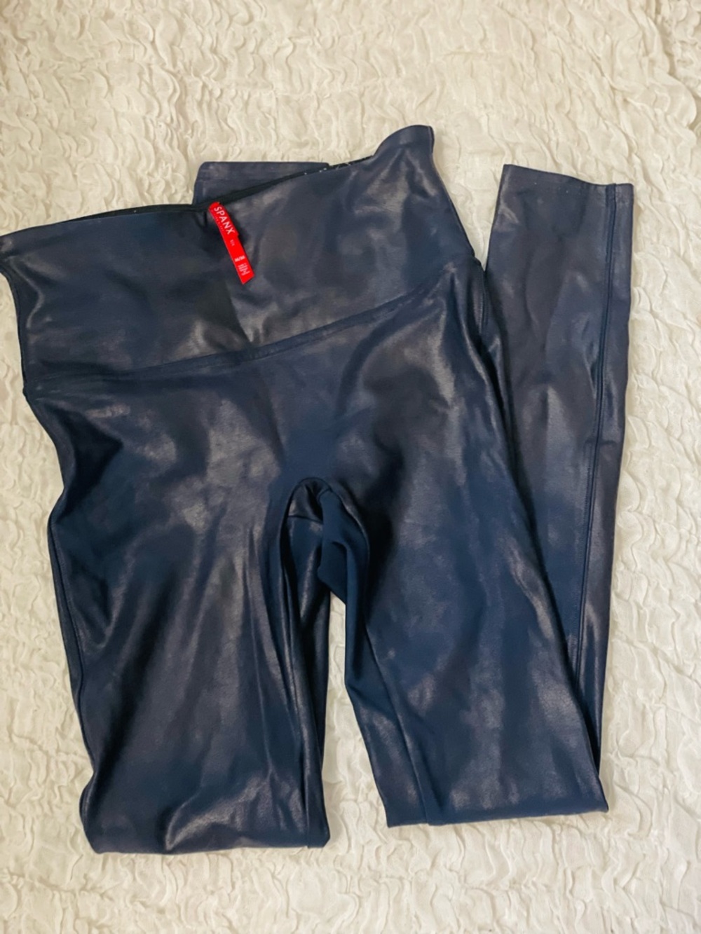 SPANX Faux Leather Leggings in Black with Red Tag